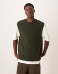 [Arket] ARKET alpaca and wool knitted crew neck vest in green XS GREEN
