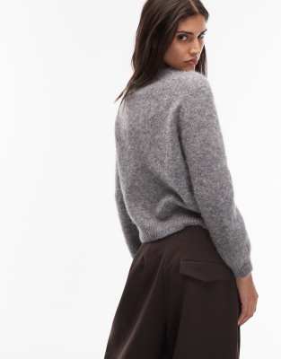 Arket Alpaca And Wool Short Cardigan In Gray