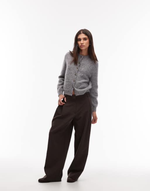 ARKET alpaca and wool short cardigan in gray | ASOS