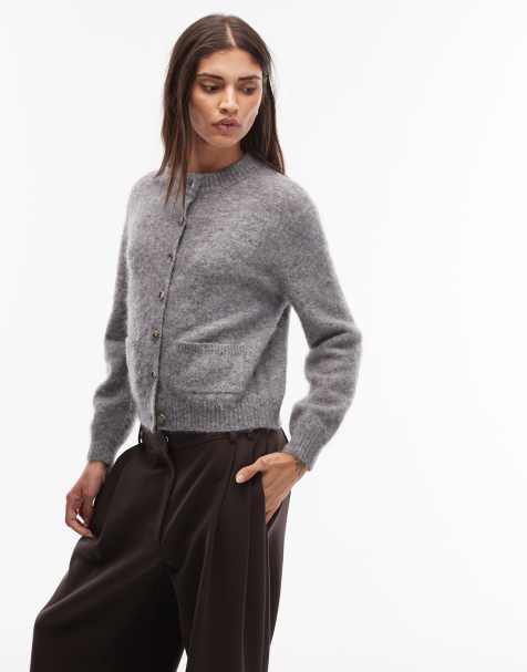 ARKET alpaca and wool short cardigan in grey - view 1