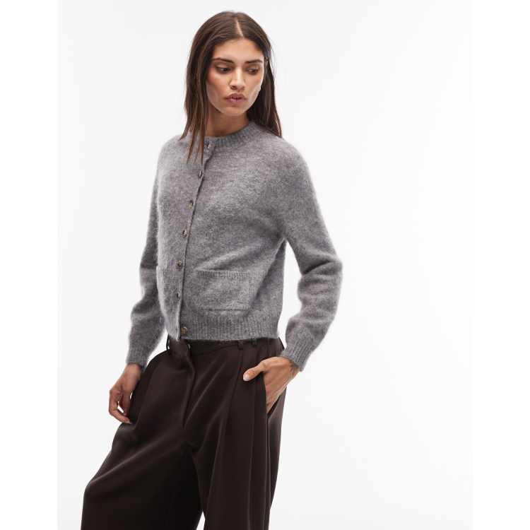 【値下げ中】anuke short knit cardigan グレー ARKET alpaca and wool short cardigan in grey | ASOS