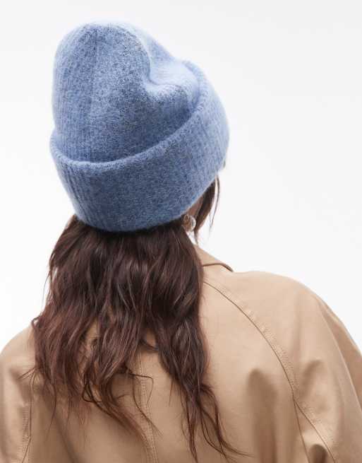 ARKET alpaca blend double fold beanie hat in blue | ASOS