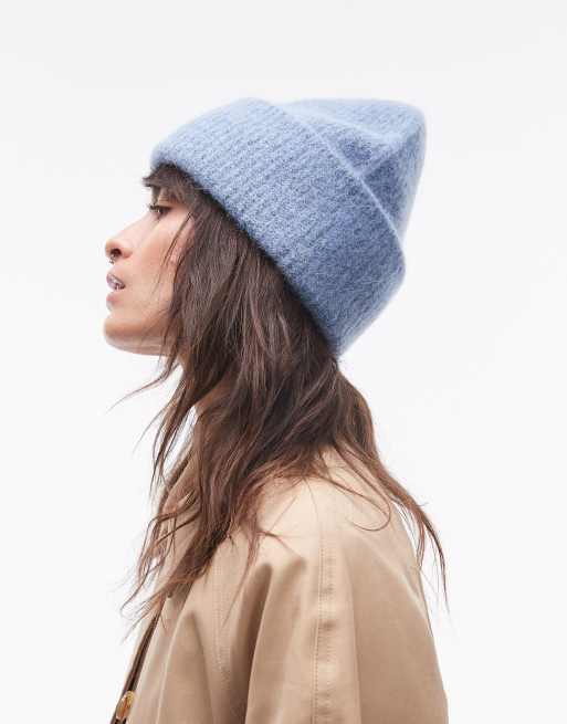 ARKET alpaca blend double fold beanie hat in blue ASOS