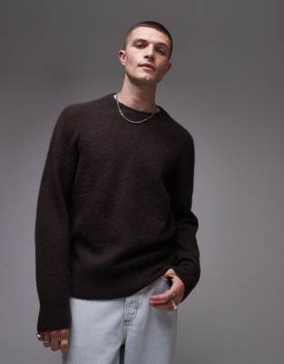 ARKET alpaca blend jumper with crew neck in brown