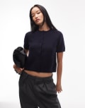 [Arket] ARKET alpaca blend knitted cardigan with short sleeves in navy L NAVY