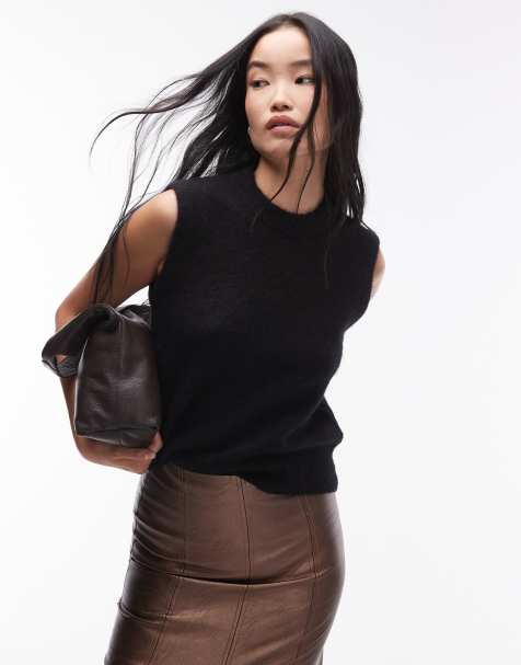ARKET alpaca blend knitted tank vest in black - view 1