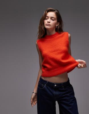 Arket ARKET alpaca blend knitted tank vest in deep orange