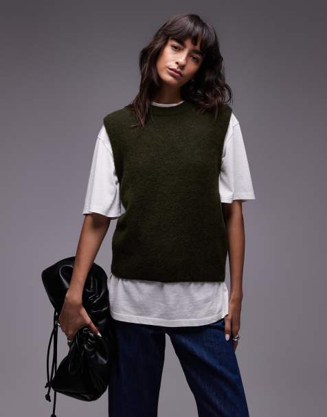 ARKET alpaca blend knitted tank vest in green - view 1