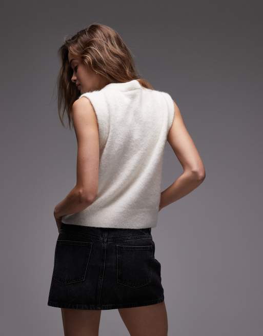 ARKET alpaca blend knitted tank vest in off-white, 4 of 4