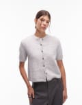 [Arket] ARKET alpaca knitted cardigan with short sleeves in light grey XS Light grey