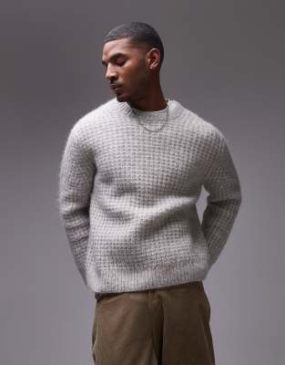 Arket ARKET alpaca knitted rib sweater in grey