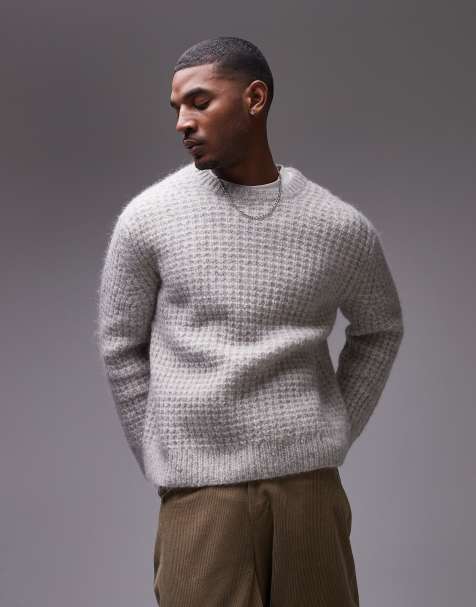 ARKET alpaca knitted rib sweater in grey - view 1