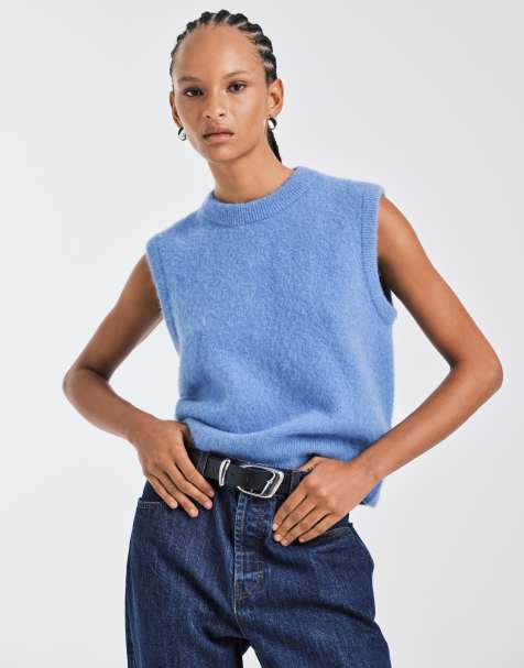 ARKET alpaca knitted tank singlet in blue - view 1