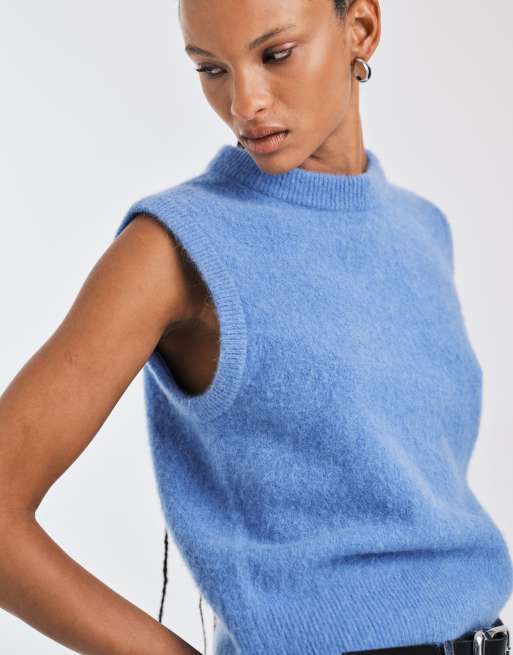 ARKET alpaca knitted tank vest in blue, 3 of 4