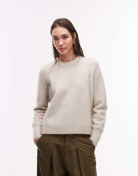 ARKET alpaca wool blend crew neck jumper in off white - view 1