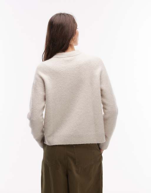 ARKET alpaca wool blend crew neck jumper in off white, 4 of 4