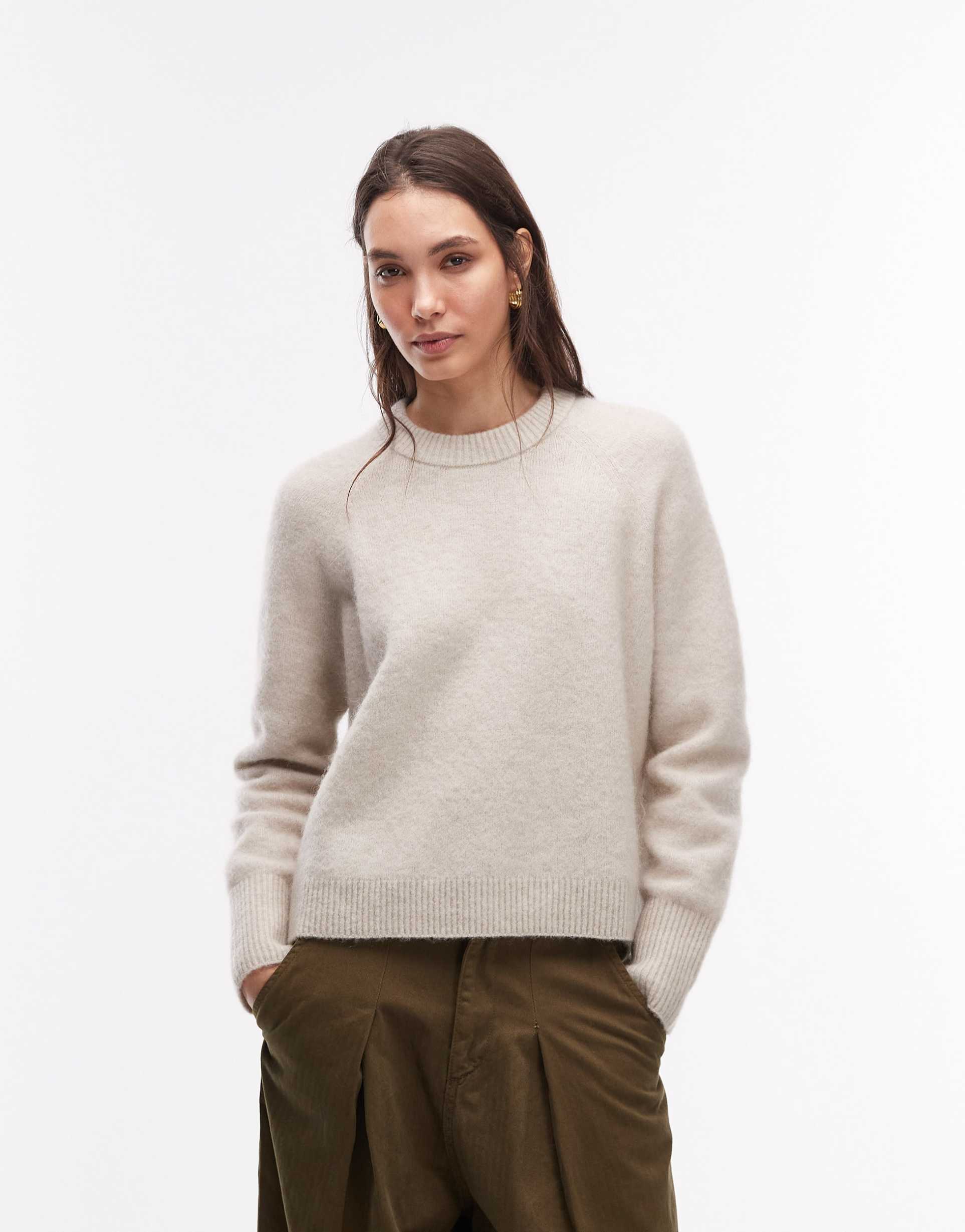 arket alpaca wool blend crew neck sweater in off white