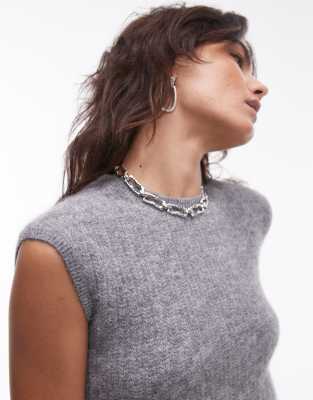 Arket Alpaca Wool Blend Long Line Knit Tank In Gray
