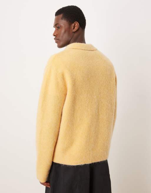 トップス WOOL ALPACA KNIT SHIRT ARKET alpaca wool mix knit polo shirt in yellow | ASOS