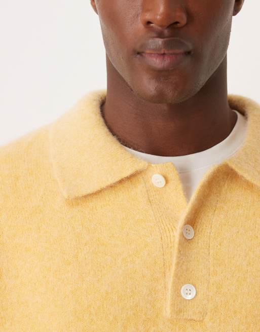 ARKET alpaca wool mix knit polo shirt in yellow | ASOS