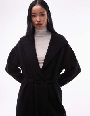 Arket Alpaca Wool Relaxed Fit Midi Tie Front Knit Cardigan In Black