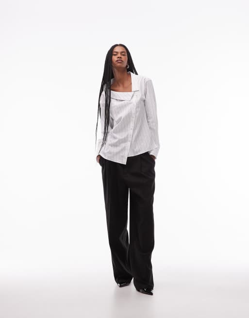 ARKET asymmetric  wrap blouse with fold over collar in off white, 2 of 4
