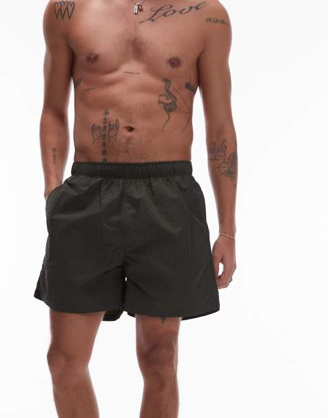 ARKET – Badeshorts aus Ripstop in Dunkelgrün kariert - view 1