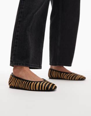 ARKET - Ballerinas aus reinem Leder in Braun mit Zebramuster-Bunt