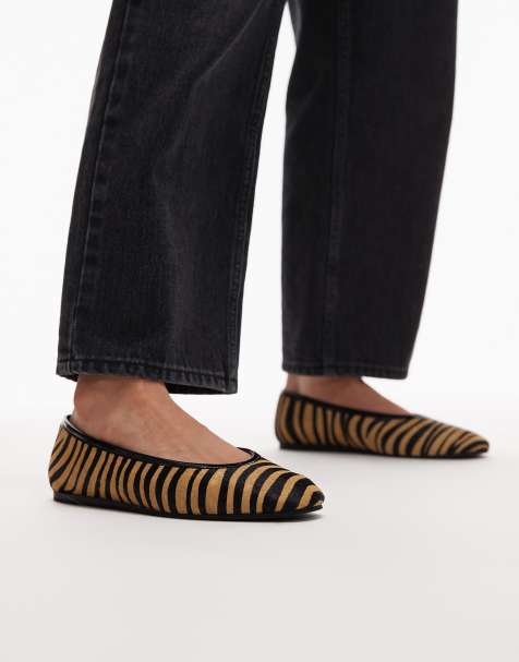 ARKET – Ballerinas aus reinem Leder in Braun mit Zebramuster - view 1