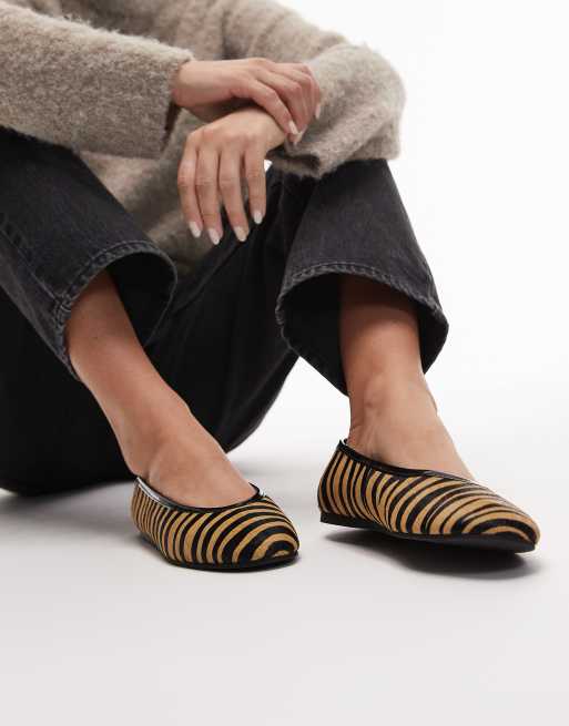 ARKET - Ballerine in vera pelle marrone con stampa zebrata, 3 di 4