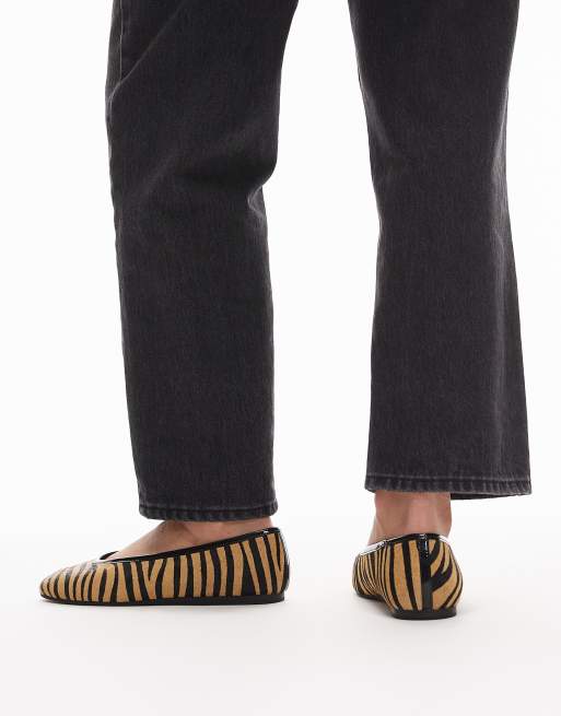 ARKET - Ballerine in vera pelle marrone con stampa zebrata, 4 di 4