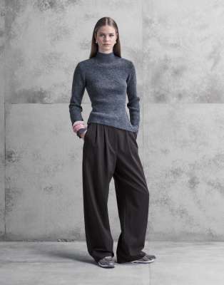 Arket Balloon Fit Wool Mix Tailored Pants In Gray