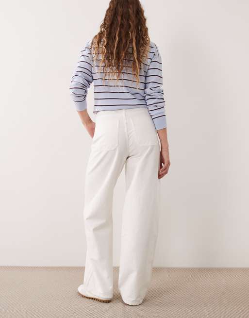 ARKET barrel fit canvas pants in white, 3 of 5