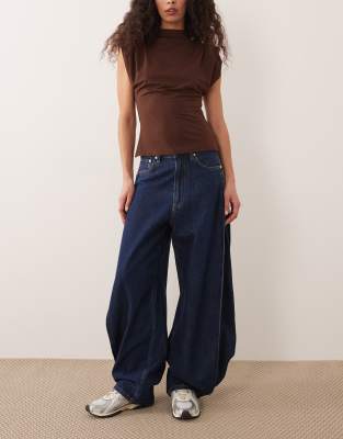 ARKET barrel leg jeans in midwash acid blue