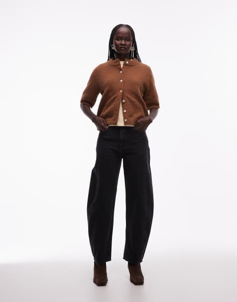 ARKET barrel shaped jeans in washed black  - view 1