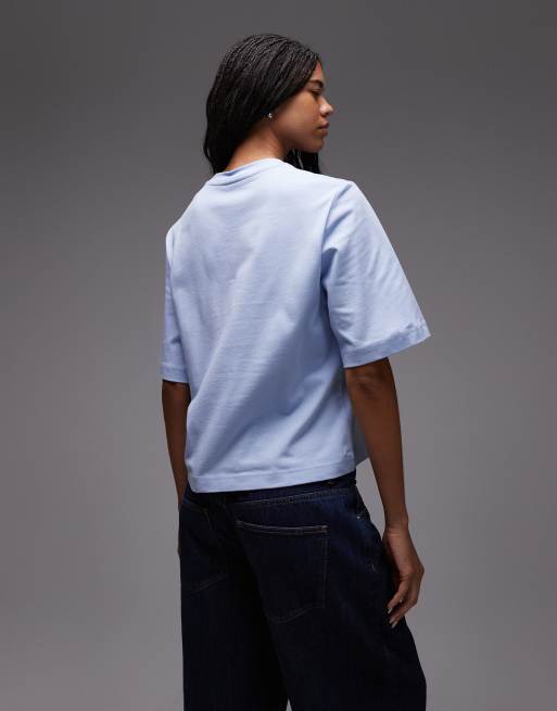 ARKET – Błękitny pudełkowy T-shirt z grubego materiału, 4 z 4