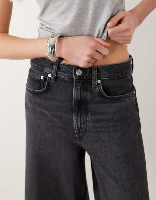 ARKET bermuda loose fit denim shorts in black, 3 of 5