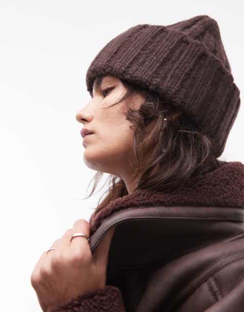 ARKET - Berretto in maglia marrone scuro in misto lana d'alpaca - view 1