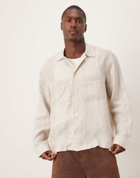 ARKET linen shirt with front pockets in beige