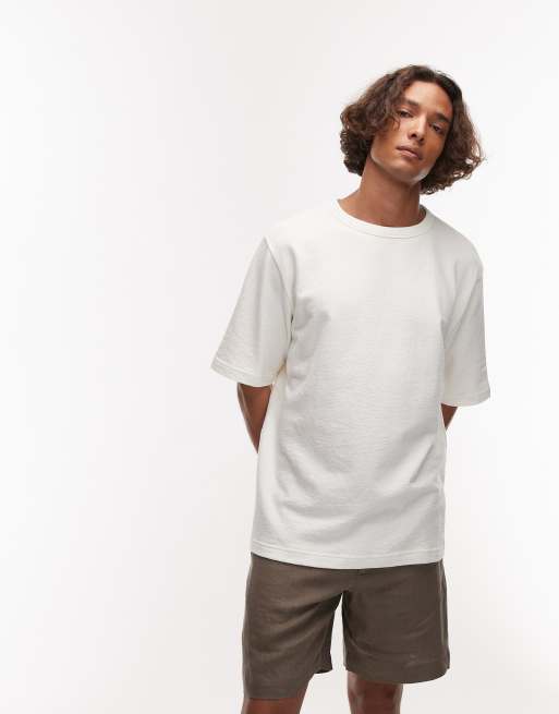 ARKET – Biały gruby T-shirt oversize z dżerseju boucle
