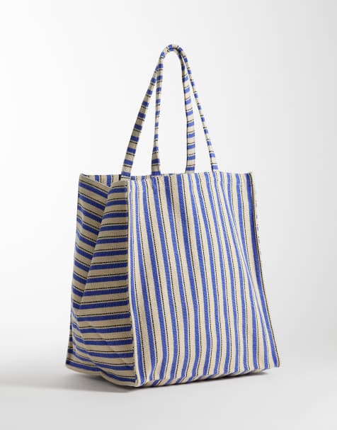 ARKET - Blå stribet totebag til stranden - view 1