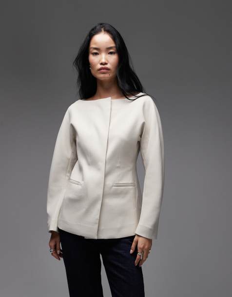 ARKET – Blazer aus Wollmix in Wollweiß mit U-Boot-Ausschnitt - view 1