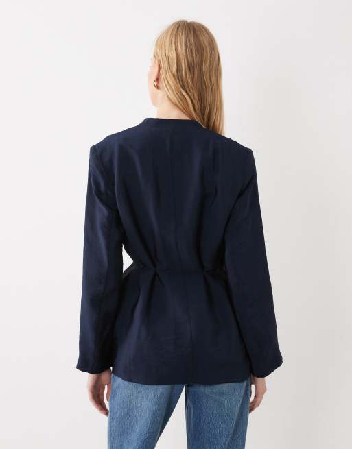 ARKET blazer croisé avec détail à nouer en bleu marine, 4 de 4