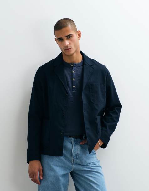 ARKET - Blazer en lin mélangé - Bleu marine - view 1