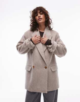ARKET - Blazer-Mantel aus pelzigem Wollmix in Beige-Neutral