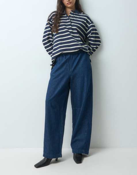 ARKET bløde denim barrel-leg jeans i mørkeblå vask - view 1