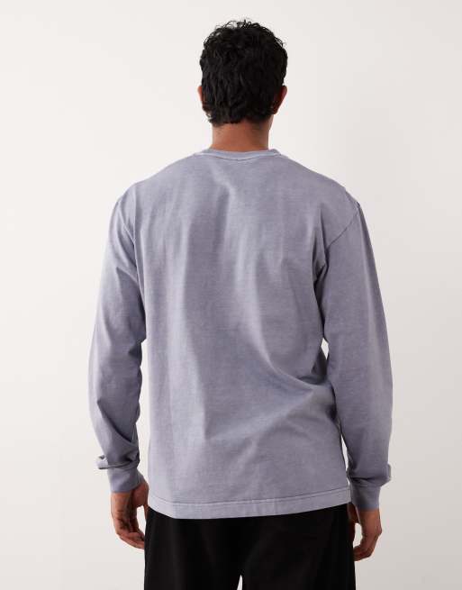 ARKET – Blekblå t-shirt i oversize med långa ärmar i jersey av ren bomull, 3 av 5