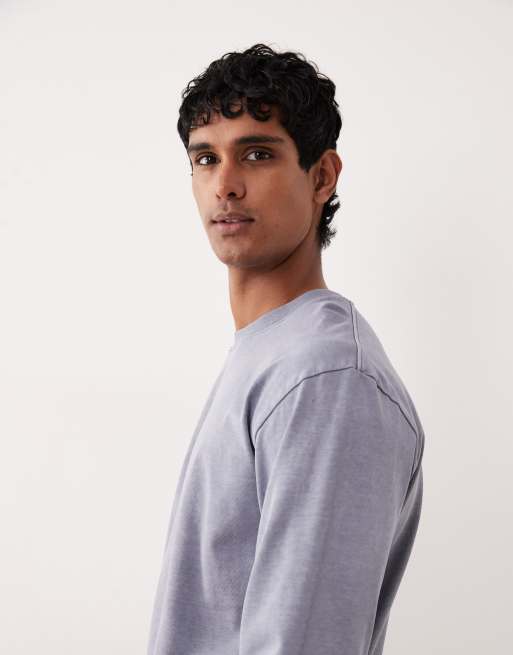 ARKET – Blekblå t-shirt i oversize med långa ärmar i jersey av ren bomull, 4 av 5