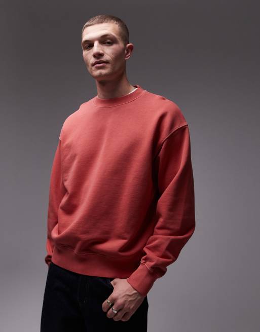 ARKET – Blekröd, plaggfärgad sweatshirt i frotté med avslappnad passform