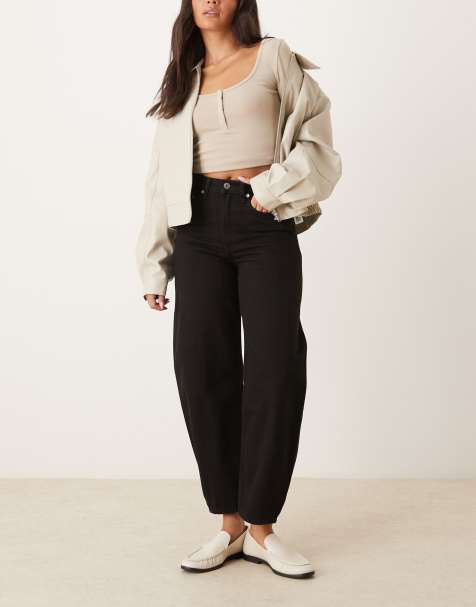 ARKET Bloom barrel  cropped barrel leg jeans in washed black - view 1